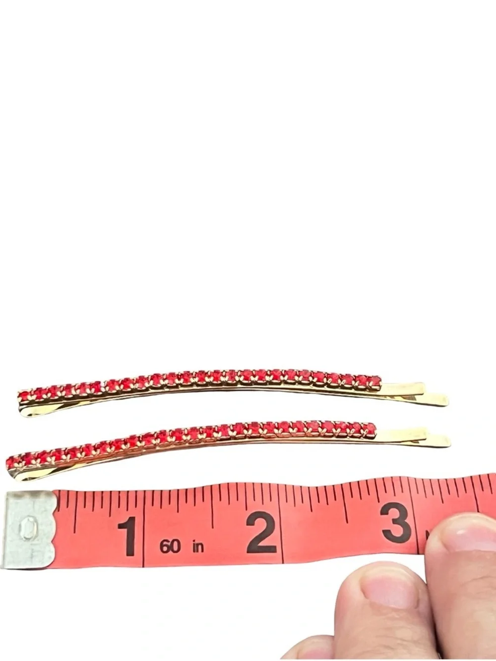 Elegant Red Crystal Hair Pins - Gold Tone